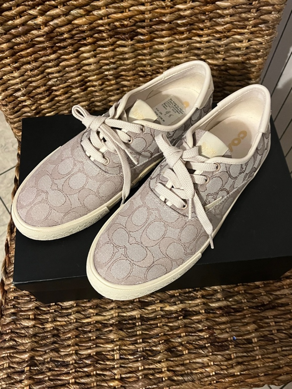 Coach Beige Signature Canvas Low-Top Sneakers - Picture 3 of 5